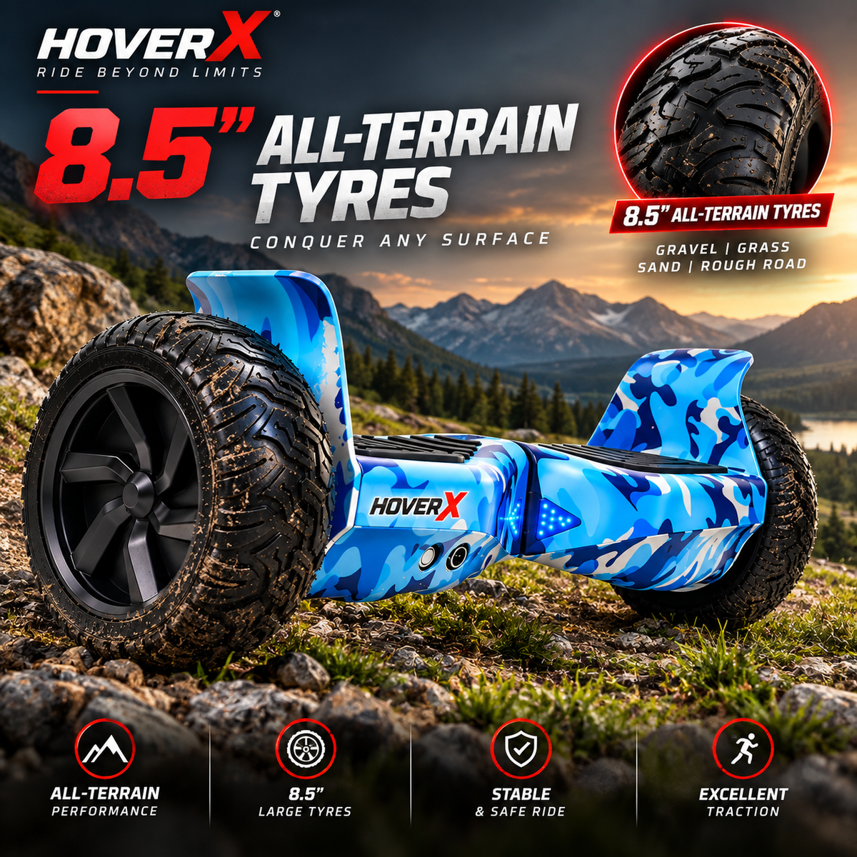 H3 All Terrain Hoverboard (Blue Military)