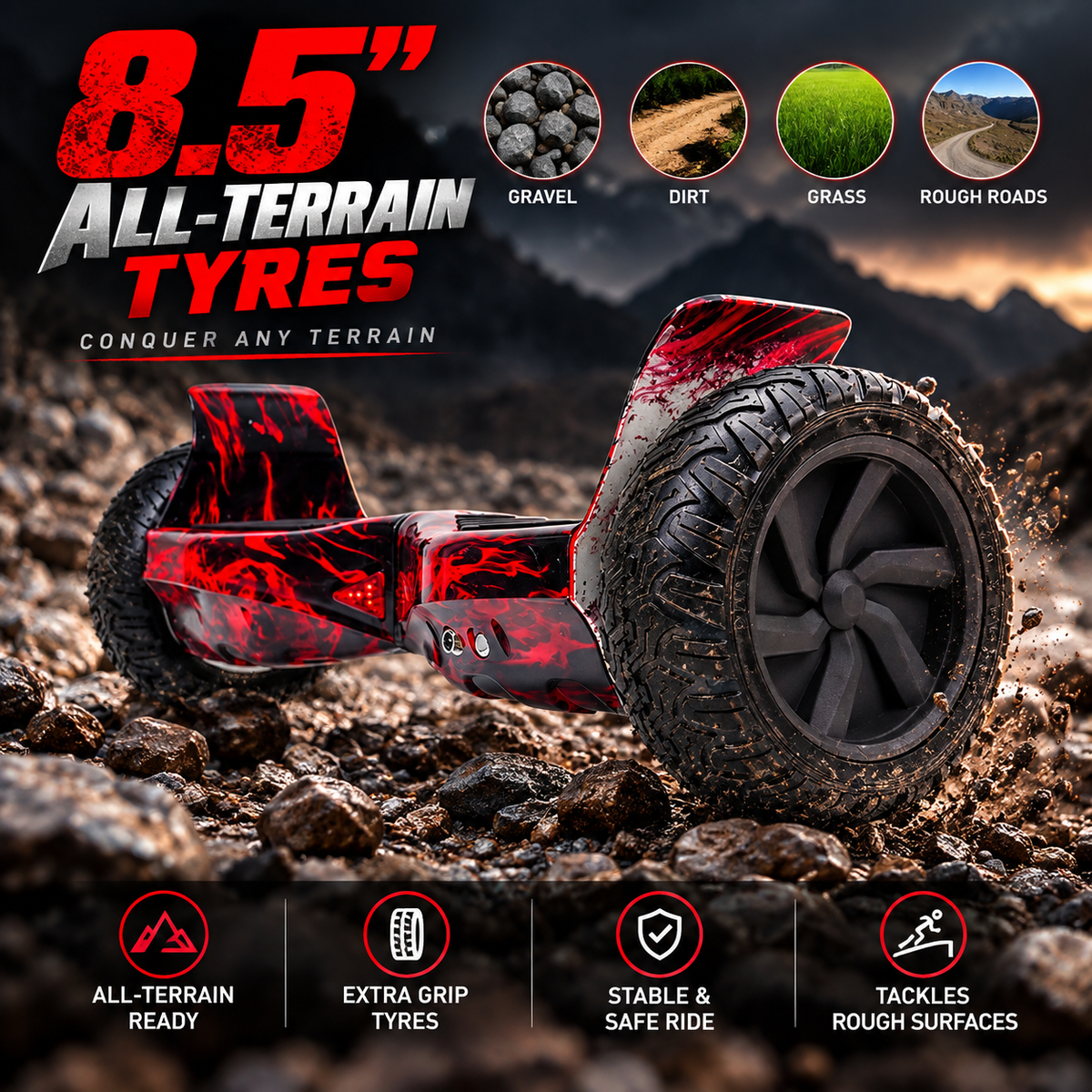 H3 All Terrain Hoverboard (Red Fire)