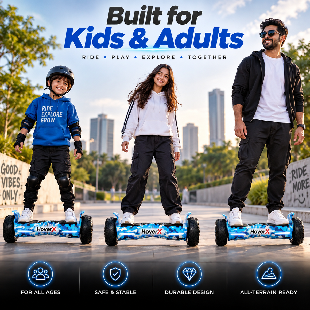 H3 All Terrain Hoverboard (Blue Military)